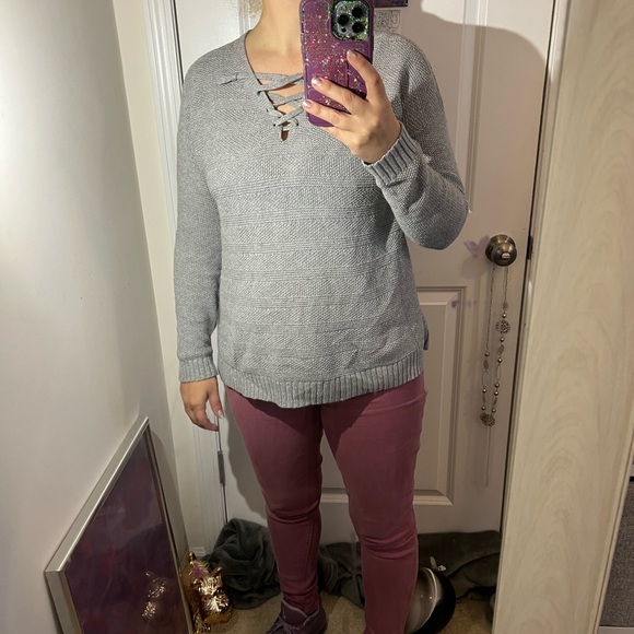 OLD NAVY SIZE M MEDIUM SWEATER GRAY CABLE KNIT COTTON BLEND 677 TOP SHIRT EUC - Picture 8 of 15